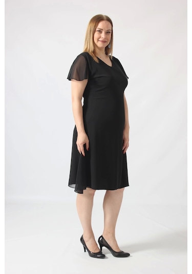 Moda Berray Siyah Şifon Elbise Siyah