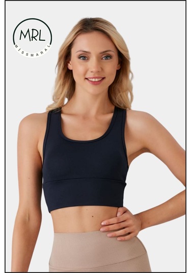 Kadın Lacivert Sporcu Sütyeni Pedli Likralı Destekleyici Su Sporları Koşu Fitness Dans Sports Bra Lacivert