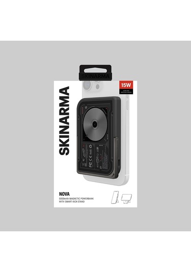 Skinarma Nexus Nova Kablosuz Ve Pd Hızlı Şarj Özellikli Standlı Powerbank 20w 5000mah Siyah