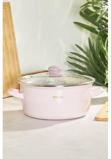 Emsan Pastel Emaye Kızartma Tenceresi Pembe 24 Cm 600.15.01.1469