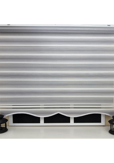 Storburada Gri Renk Geçişli Zebra Stor Perde Etek Dilimli Gri