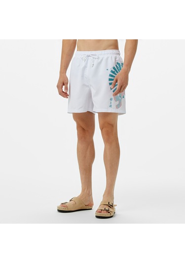 Unıted4 Classic Erkek Beyaz Deniz Şortu Düz Nerf Beyaz