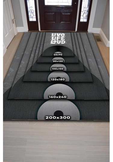 Homshtag Hayatı Sesli Yaşa Gri Siyah Koyu Renkli Halı Art Müzik Halı Çok Renkli