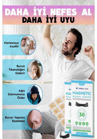 60 Adet Premium Mıknatıslı Burun Bandı, Horlama Önleyici Burun Ap