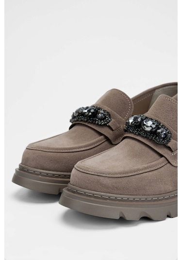 Tamer Tanca Kadın Vegan Vizon Loafer Ayakkabı 817 2399 Bn Ayk Sk23/24 Vızon Suet Vizon