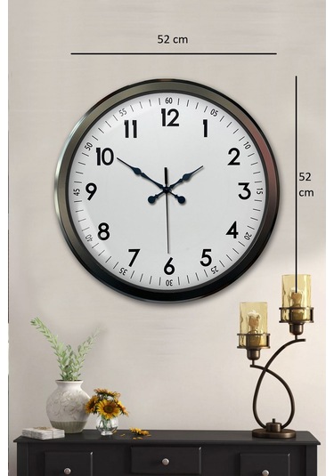 Black Classic 52 Cm Metal Modern Ve Şık Duvar Saati Bronz