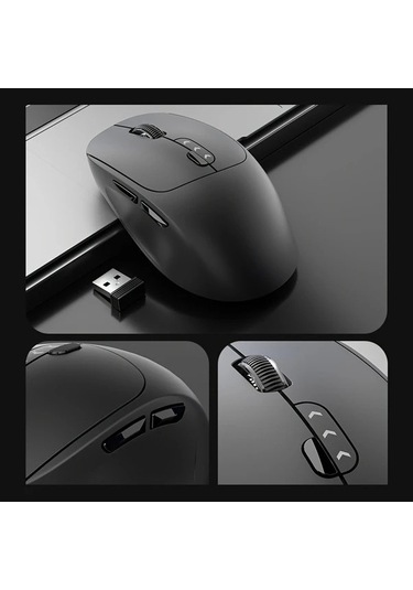 Besthome1 2.4g Kablosuz Black Fare Ergonomik Bilgisayar Faresi Güç Göstergeli Usb Alıcılı Optik Sensör Chromebook Laptop Tablet -