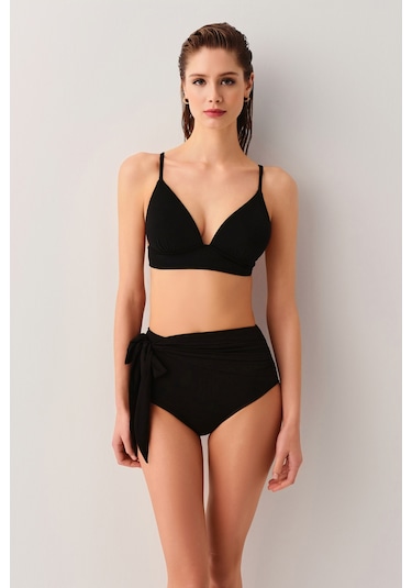 Suwen Yüksek Bel Bağcıklı Bikini Alt Sbn25120012 Siyah