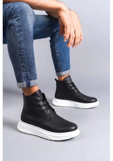 Slw204 Franca Bağcıklı Cilt Erkek Spor Bot Bt Siyah Siyah