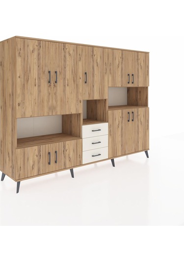 Hyperion Dolap 13 Raflı 3 Çekmeceli 9 Kapaklı 220x44x163 Çam-çam/ Çam-çam/aytaşı