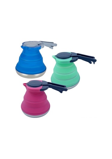 Tongxida Kamp & Seyahat İçin Katlanabilir 1500ml Silikon Çaydanlık - Isıtılabilir, Hafif Tasarım - Açık Yeşil Yeşil