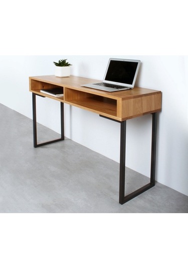Urba Masif Doğal Ahşap Çalışma Masası Siyah