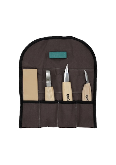 Rox Wood Kuksa Kaşık Oyma ve Bıçak Seti 5 Parça