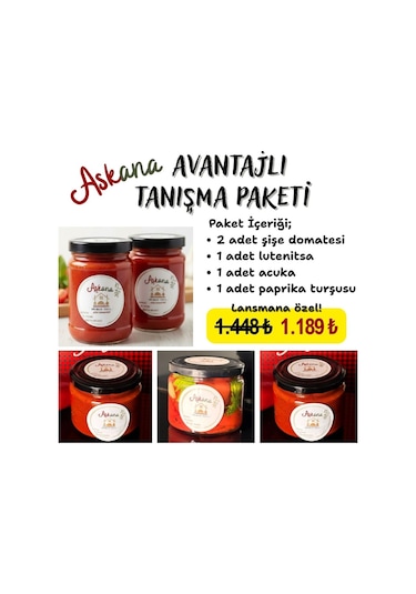 Avantajlı Tanışma Paketi Şişe Domatesi,acuka,lutenitsa,paprika Turşusu Toplam 5 Ürün