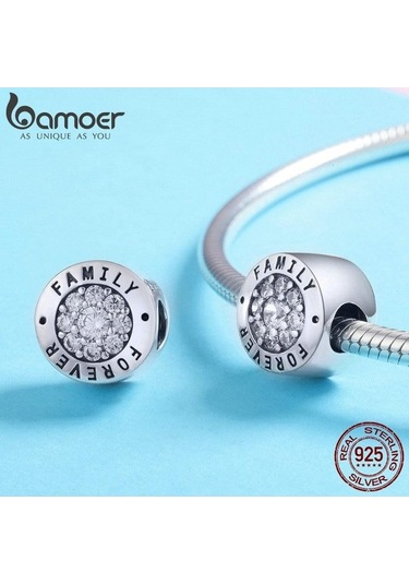 Novahub Moda 925 Ayar Gümüş Aile Yuvarlak Göz Charm Boncuk, Sonsuza Dek, Cz Zirkonlu, Oksidasyon İle Süslenmiş Gümüş