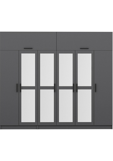 Minar Kale 6 Kapaklı 4 Aynalı 2 Ç Dolap Ve Yüklük Antrasit 255cm