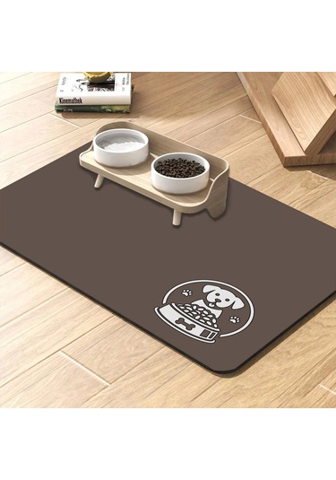 Matgo Pati Kahverengi Köpek Figürlü Beslenme Matı Mama Paspası 50 x 70 CM