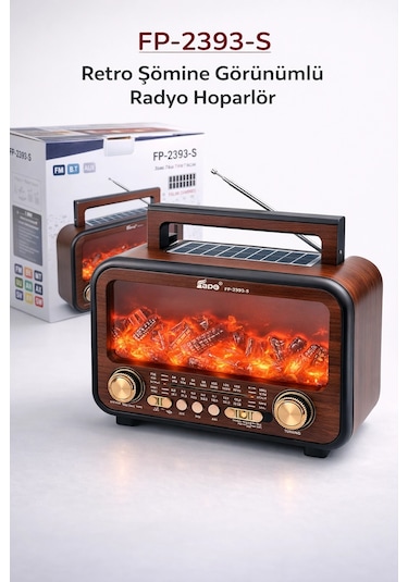 Fp-2393-l Nostaljik Şömine Görünümlü Radyo Hoparlör