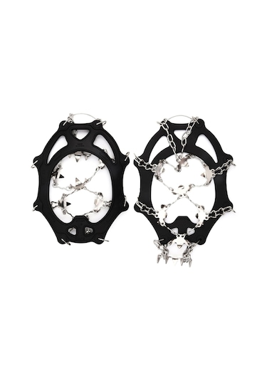 Leezsing Her Zemin İçin Dayanıklı 26 Dişli Kar Buz Tırmanış Ayakkabı Kılıfı, 201 Paslanmaz Çelik Dişler, Siyah L Boy Çok Renkli