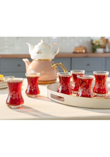 Madame Coco Lavem-white Flowers 6-lı Çay Bardağı Seti 1kbard0568155ml-std Şeffaf