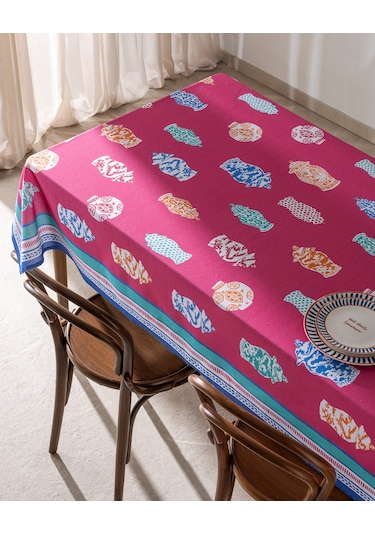 Madame Coco Rosanel Pamuklu Masa Örtüsü - Fuşya - 150x250 Cm 8684427278147 Pembe