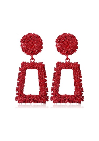 Abartılı Ovma Geometrik Küpe Trapez Uzun Metal Küpe Gümüş