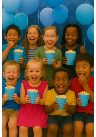 Mısır Kutusu Pop Corn Kutusu Dalgalı Mavi Desenli / 8 Parça