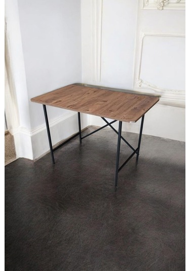 Orlando Metal Ayaklı Çalışma Ofis Bilgisayar Masası Ahşap Masa Kahverengi