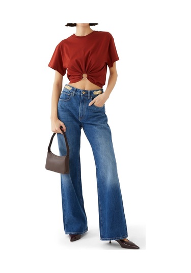 Rabanne Düz Kesim Denim Pantolon Mavi