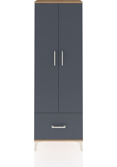 Arges Dolap 4 Raflı Tek Çekmeceli 2 Kapaklı 60x30x182 Çam-ant... Çam