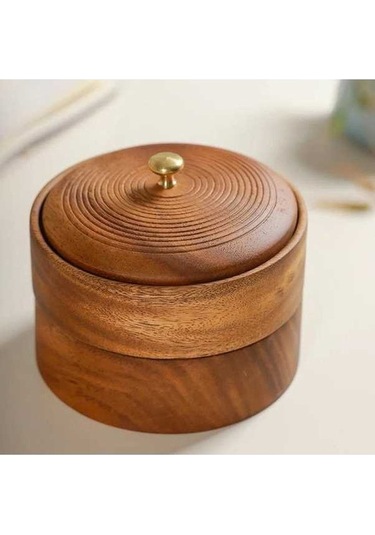Pazly Ahşap Kapaklı 2 Katlı Kurutulmuş Meyve Tepsisi, Ev Şeker Akasya Saklama Kutusu, Kahverengi Çok Katlı İstiflenebilir Ceviz Tepsisi Kahverengi