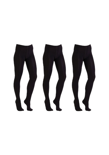 Thermoform Kadın Pamuklu Külotlu Çorap Siyah 3'lü Paket Renkli