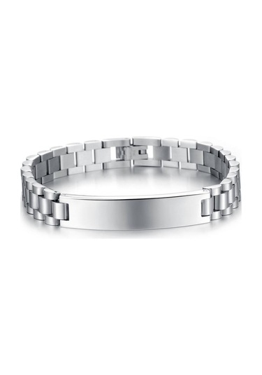 Chavin ea40 316L Çelik Erkek Künye Bileklik 12 MM Gri Gümüş