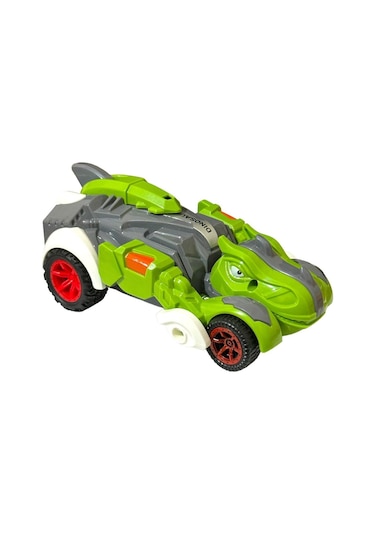 Trex Dinazor Figür Araba Sürtmeli Teker Transformers Robot Dinozor 15cm Yeşil Renkli