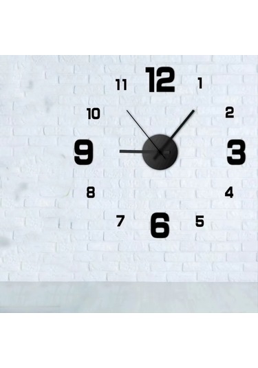 Gatherco Modern Çerçevesiz Kendin Yap Duvar Saati Büyük 3d Rakamlar Duvar Saati Ev Ofis Dekorasyonları Duvar Dekorasyon Sanatı Siyah
