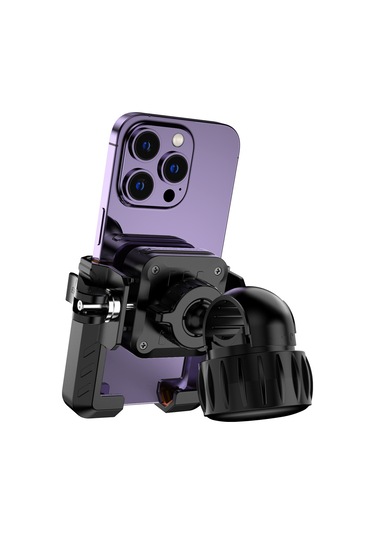 Geeksen Motorcycle, Elektrikli Araç Ve Bisiklet İçin Evrensel Uyumlu, Güvenli Sabitleme Ve Navigasyon Desteği Siyah-turuncu Silikonlu Yarı Kapaklı Telefon Tutucu