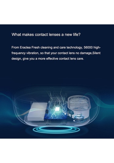 Teltree Beyaz Eraclean Kontakt Lens Temizleyici - 56000hz Ultrasonik Titreşim, 2 Dakika Otomatik Temizleme, Taşınabilir Ipx7 Su Geçirmez Kutusu