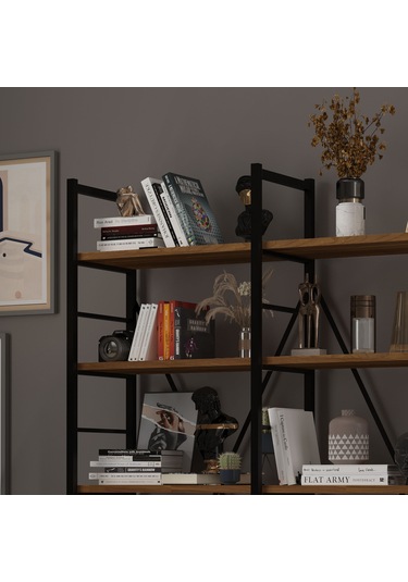 6 Raflı Metal Kitaplık İki Modül-metalk02-nevada