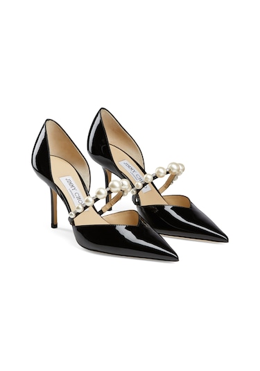 Jimmy Choo Siyah Beyaz Deri Topuklu Ayakkabı Beyaz - Siyah