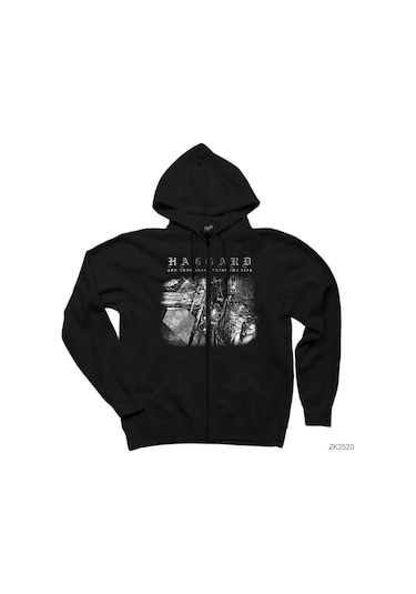 Haggard And Thou Shalt Siyah Fermuarlı Kapşonlu Sweatshirt Siyah
