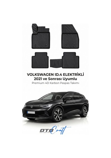Otocraft Volkswagen Id 4 Ev 2021+ Araca Özel 4d Karbon Oto Paspas Havuzlu Tam Set