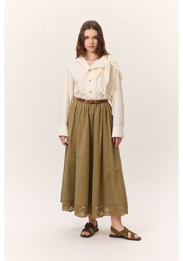 Bağlamalı Detaylı Tasarım Gömlek Tereyağı Tereyağı Krem