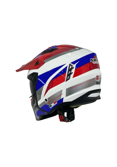 Sway Sw X1 Seul Track Çene Çıkan Kask Beyaz - Kırımızı