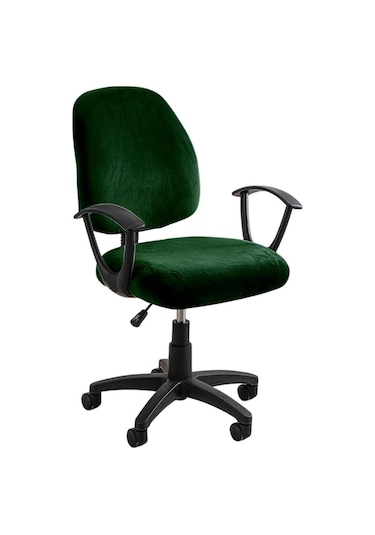 Koyu Camgöbeği Ofis Koltuğu Kapağı Süper Yumuşak Kadife Streç Yıkanabilir Toz Geçirmez Koruyucular Bilgisayar Masası Kolsuz Sandalye Slipcover