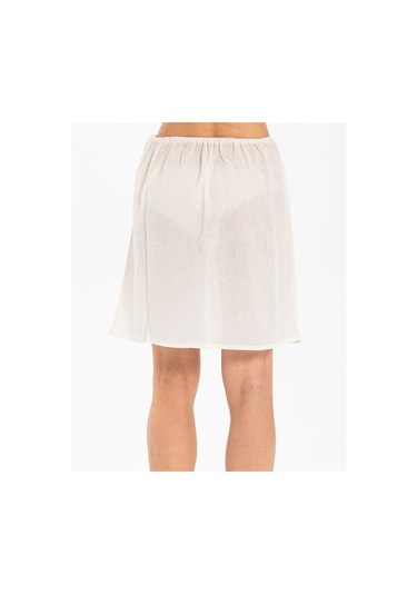 Jüpon Astarı Diz Boyu Şile Bezi Mini Pamuk Kısa Etek Kadın Jipon Krem Krm