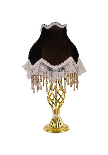 Haki Yeşil Kadife Kaplı Vintage Abajur Gold Kaplama Metal Ayak 3 Diğer