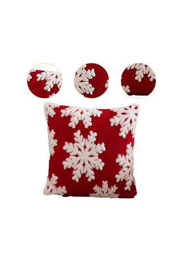 Suntek Yılbaşı Yastık Kılıfı 45x45 Cm Mobilya Kanepe Yatak Kırmızı Beyaz