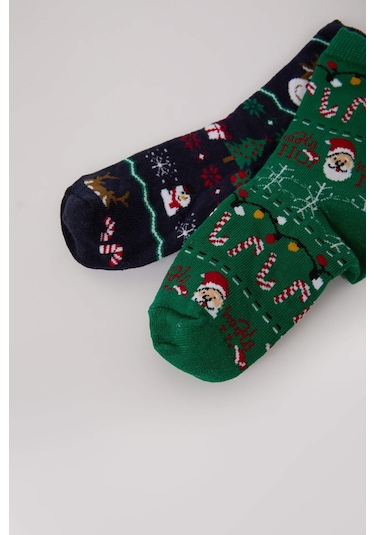 DeFacto Erkek Çocuk Yılbaşı Temalı 2'li Pamuklu Uzun Çorap E2766A8NSKR1 DeFacto Erkek Çocuk Yılbaşı Temalı 2'li Pamuklu Uzun Çorap E2766A8NSKR1