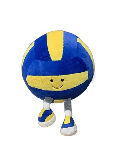Tenfowee Büyük Boy 28cm Mavi-sarı Voleybol Desenli Yastık, 100% Polyester Dolgulu, Elle Yıkama Önerilen Yumuşak Pelüş Oyuncak Diğer