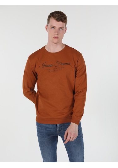 Colin's Regular Fit Baskılı Turuncu Erkek Sweatshirt CL1060126_Q1.V2_COR Kahverengi